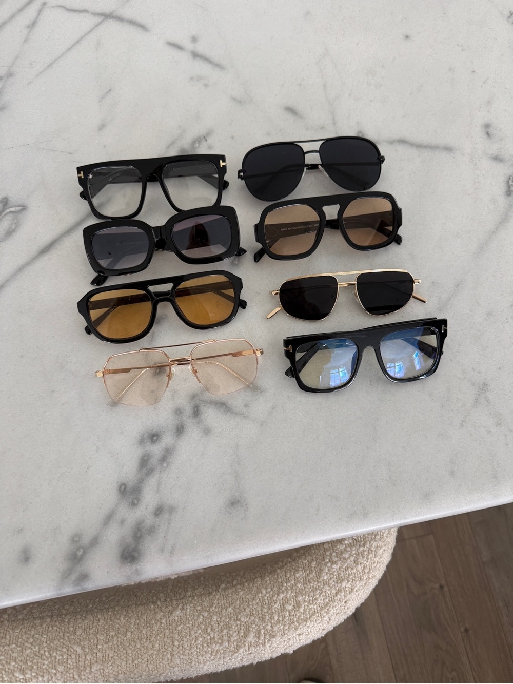 Mixed Lot of 9 Fashion Sunglasses - Black, Gold, Brown, Blue Lenses